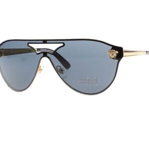 Versace Black and Gold Aviator Sunglasses